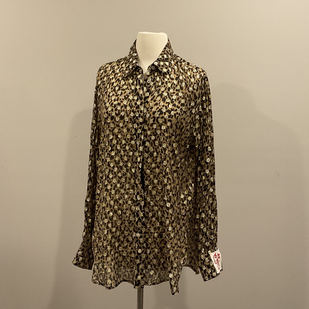 Golden Goose Leopard Print Shirt with Gold Accents
